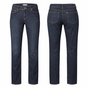 H&M &SQIN Dark Wash‎ Straight Leg Jeans Low Rise Minimal Classic Denim